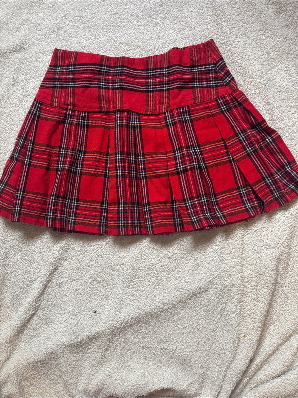Joe Boxer Red Plaid Pleated Mini Skirt with Buckle Detail - Picture 3 of 3
